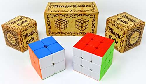 JOYIN Speed Cube 2 Pack Magic Rubix Cube 3x3 and 2x2 Rubiks Cube, Easy Turning Stickerless Anti-P...