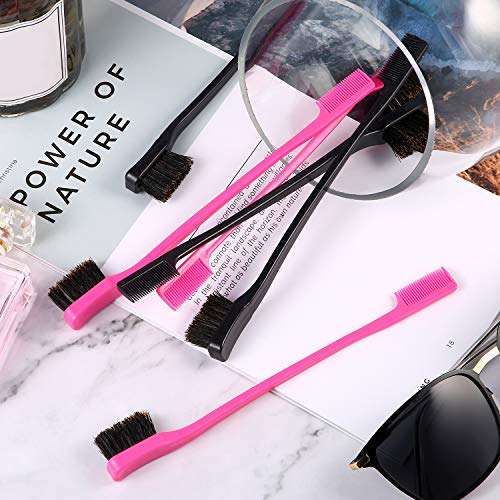 BBTO 10 Pieces Hair Edges Brushes 2 In 1 Edge Control Brushes Comb Double Sided Edge Brushes (Ros...