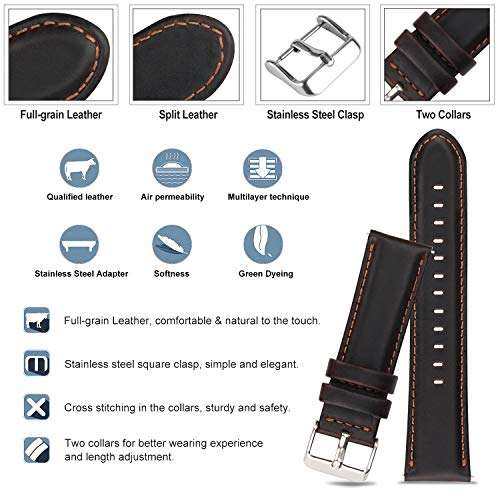 iBazal 22mm Watch Strap Leather Quick Release Watch Strap Compatible Gear S3 Frontier/Classic SM-...