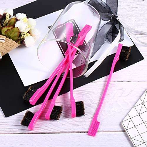 BBTO 10 Pieces Hair Edges Brushes 2 In 1 Edge Control Brushes Comb Double Sided Edge Brushes (Ros...