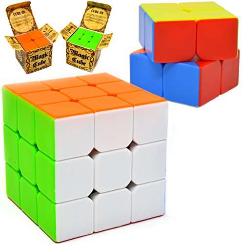JOYIN Speed Cube 2 Pack Magic Rubix Cube 3x3 and 2x2 Rubiks Cube, Easy Turning Stickerless Anti-P...