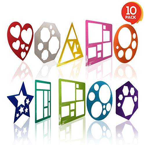 Karty Shape Stencil Set for Kids (10-Piece Set) | Colorful Drawing Template Kit | Fun Arts and Cr...