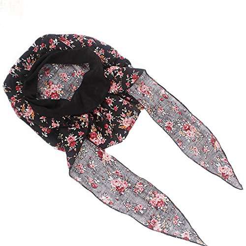 Women's Head Scarf Chemo Cancer Hat Cap Sleep Turban Head Wraps Headwear (Black)