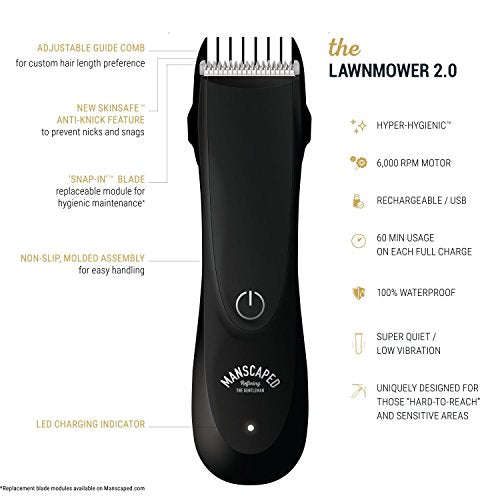 Best Electric Manscaping Groin Hair Trimmer, Lawn Mower 2.0 by Manscaped, Replaceable Ceramic...
