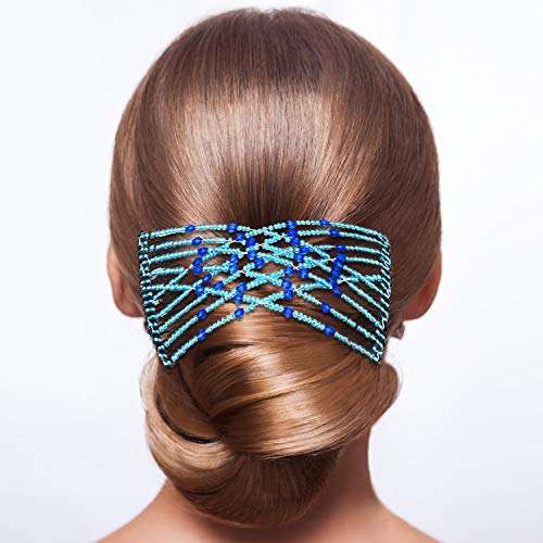 Boao 6 Pieces Beads Hair Combs Magic Elastic Hair Clips Stretchy Hair Comb Double Clips for Women...