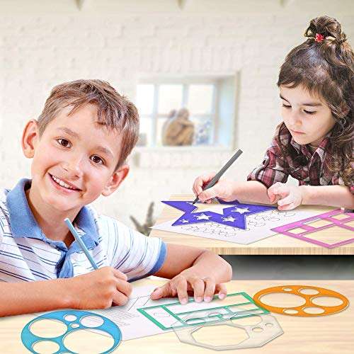 Karty Shape Stencil Set for Kids (10-Piece Set) | Colorful Drawing Template Kit | Fun Arts and Cr...