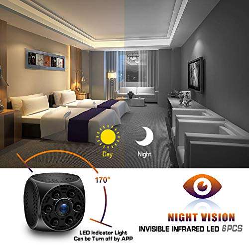 Spy Hidden Camera WiFi Wireless Mini CameraHD 1080P Spy Camera with 170 Degree Wide-Angle View, ...