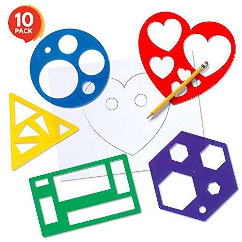Karty Shape Stencil Set for Kids (10-Piece Set) | Colorful Drawing Template Kit | Fun Arts and Cr...
