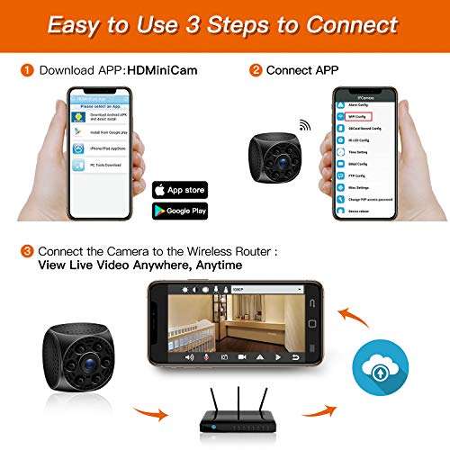 Spy Hidden Camera WiFi Wireless Mini CameraHD 1080P Spy Camera with 170 Degree Wide-Angle View, ...