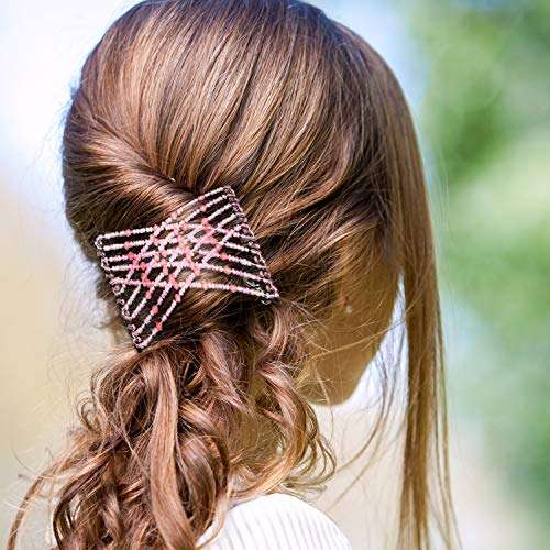 Boao 6 Pieces Beads Hair Combs Magic Elastic Hair Clips Stretchy Hair Comb Double Clips for Women...