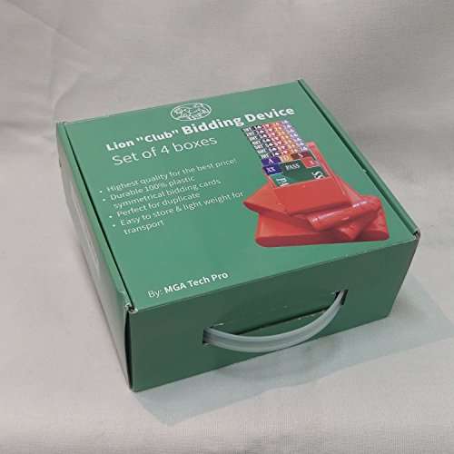 Bridge Bidding Boxes - Set of 4 High Famous LION Quality Plastic Cards Durable Carrying Case Wash...