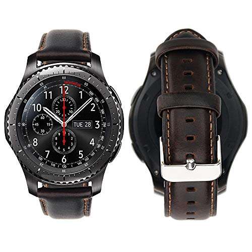 iBazal 22mm Watch Strap Leather Quick Release Watch Strap Compatible Gear S3 Frontier/Classic SM-...