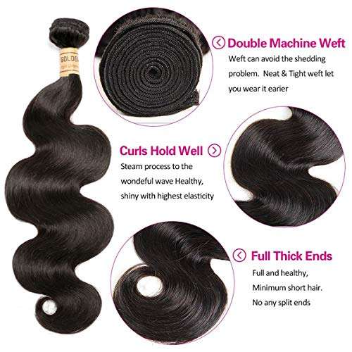 Peruvian Body Wave Virgin Hair 3 Bundles (22 24 26inches) 100% Unprocessed Human Hair Weave...