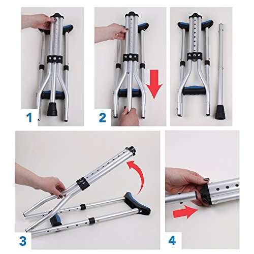 Carex Folding Crutches - Folding Aluminum Underarm Crutches - Lightweight, Great for Travel or Wo...