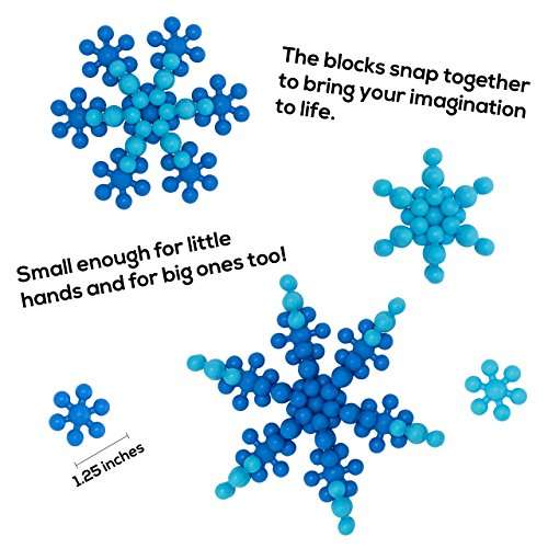 Snowflake Building Blocks Kids STEM Educational Toys - 250 Piece Mega Set of Plastic Interlocking...