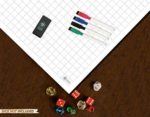 Battle Grid Game Mat - ULTRA DURABLE POLYMER MATERIAL - Role Playing DnD Map - Reusable Table Top...