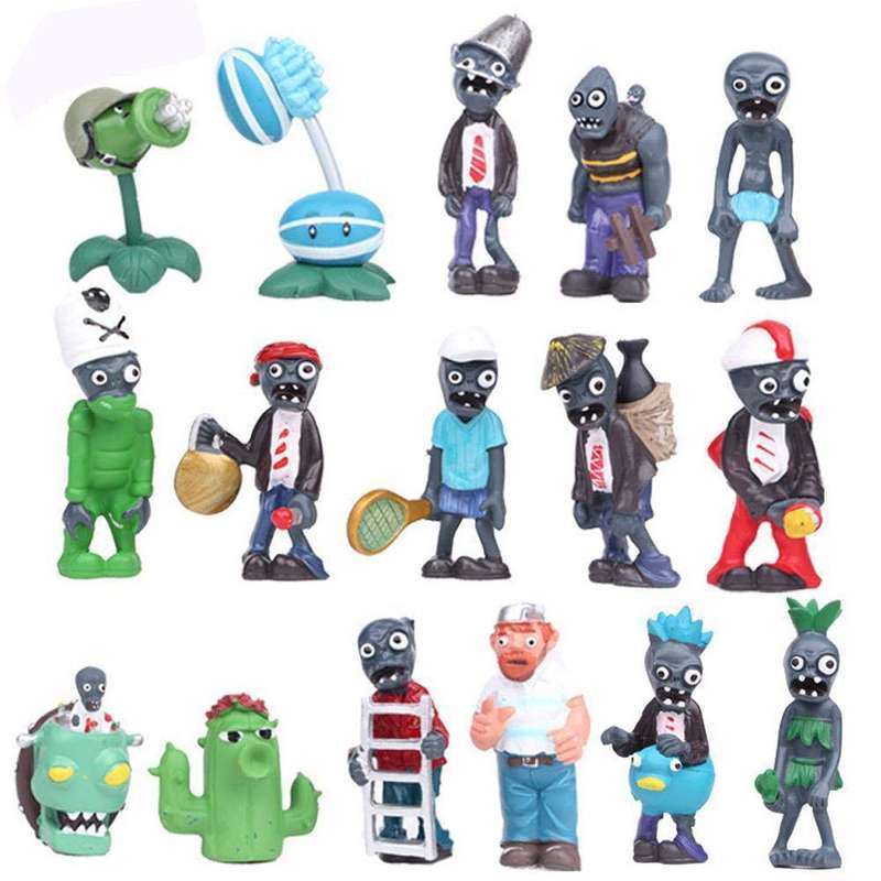 BIGOCT 16 X Plants Vs Zombies Toys Series Game Role Figure Display Toy, Blue
