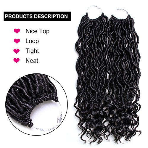 6 Packs Goddess Locs Crochet Hair Wavy Curly Faux Locs Crochet Braids Synthetic Hair Extensions...