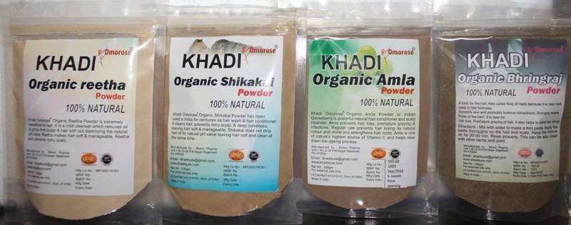 Khadi Amla Reetha Shikakai Bhringraj Powder ( 100 gms x 4 )