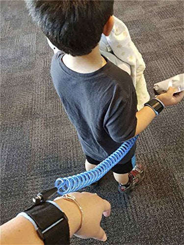 Anti Lost Wrist Link - Safety Strap Kid Leash for Babies, Toddlers & Kids with Key and Lock (Blue)
