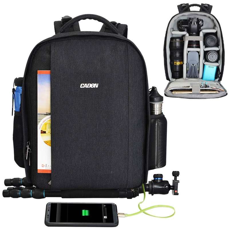 CADeN Camera Backpack Professional DSLR Bag with USB Charging Port Rain Cover Photography Laptop ...
