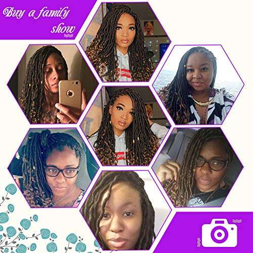 VRunique 6 Packs 14 Inch 1B# Goddess Locs Faux Locs Crochet Hair Braids Wavy Faux Locs With...