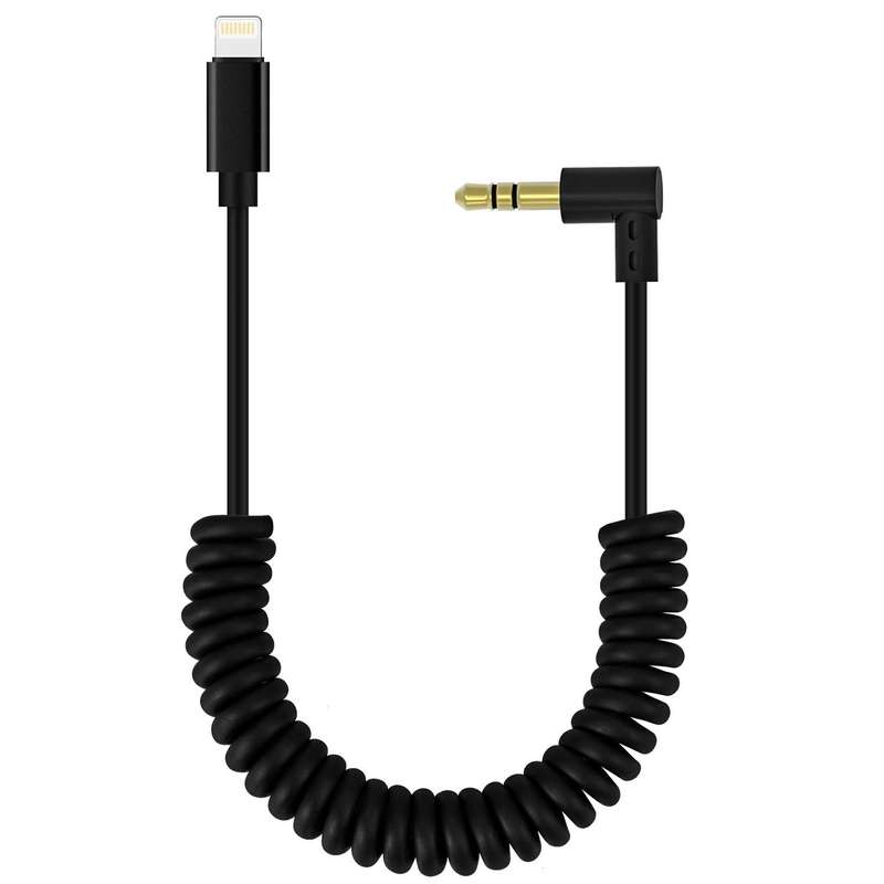 Dreamvasion Aux Cord for iPhone X 8, Spring Audio Adapter Cable with 3.5mm Headphone Jack 90 Degr...