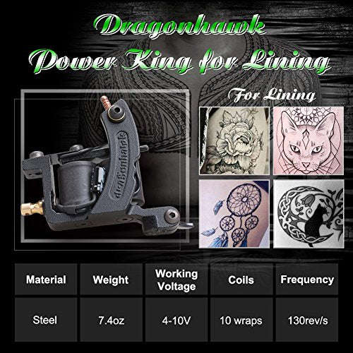 Dragonhawk Complete Tattoo Kit 2pcs Coil Tattoo Machine Tattoo Guns Color Immortal Inks Power...