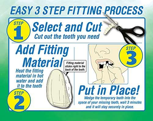 Instant Smile Temporary Tooth Kit - 3 Shades Included (Bright, Natural, Dark) - Does Not Stain an...