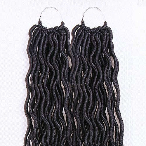 VRunique 6 Packs 14 Inch 1B# Goddess Locs Faux Locs Crochet Hair Braids Wavy Faux Locs With...