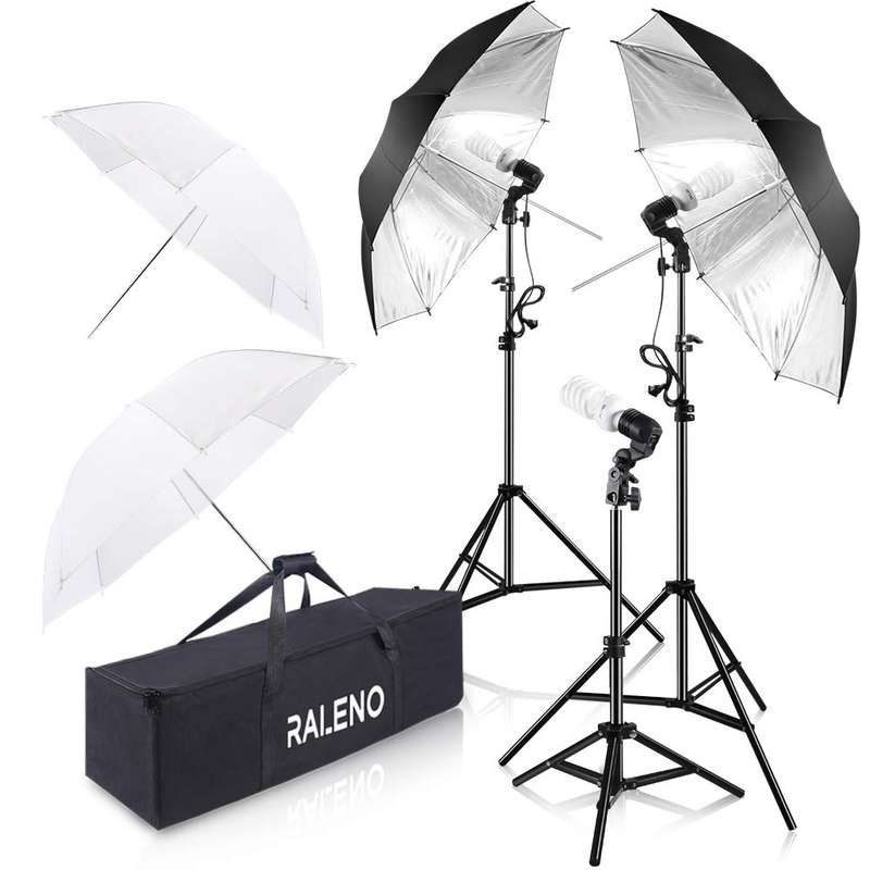 Photography Umbrella Continuous Lighting Kit 600W Photography Photo Video Portrait Studio Day Lig...