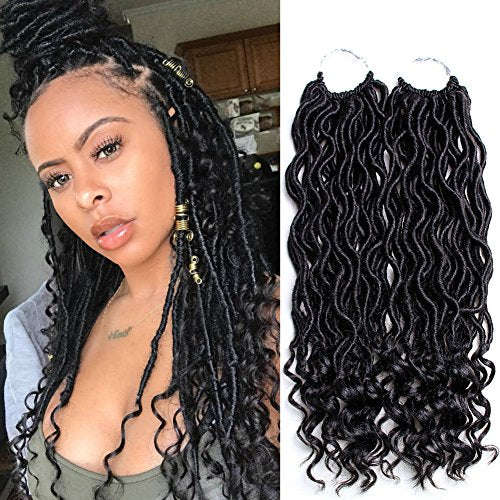 6 Packs Goddess Locs Crochet Hair Wavy Curly Faux Locs Crochet Braids Synthetic Hair Extensions...