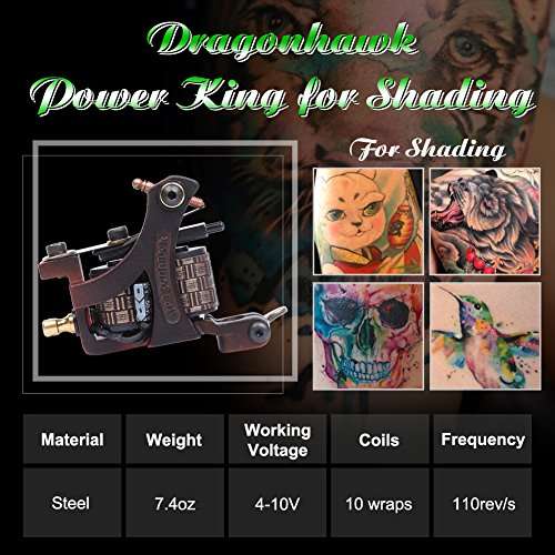 Dragonhawk Complete Tattoo Kit 2pcs Coil Tattoo Machine Tattoo Guns Color Immortal Inks Power...
