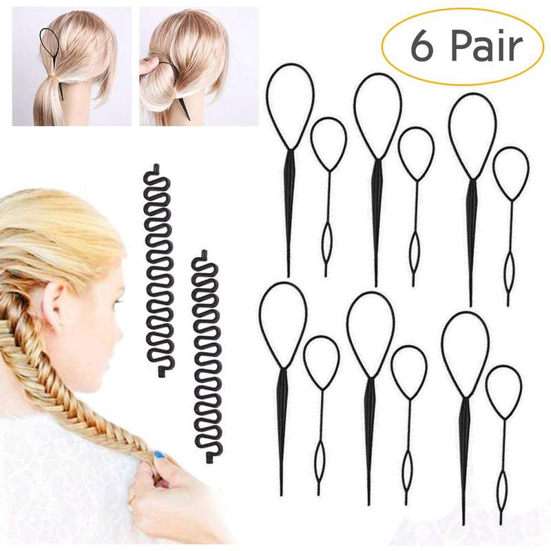 Topsy Tail Hair Styling Tool, Pack of 6 Hair Braid Hair Accessories Ponytail Maker, Pony Tail Too...