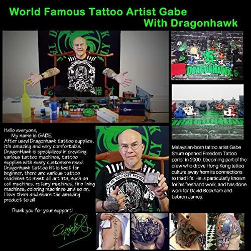 Dragonhawk Complete Tattoo Kit 2pcs Coil Tattoo Machine Tattoo Guns Color Immortal Inks Power...