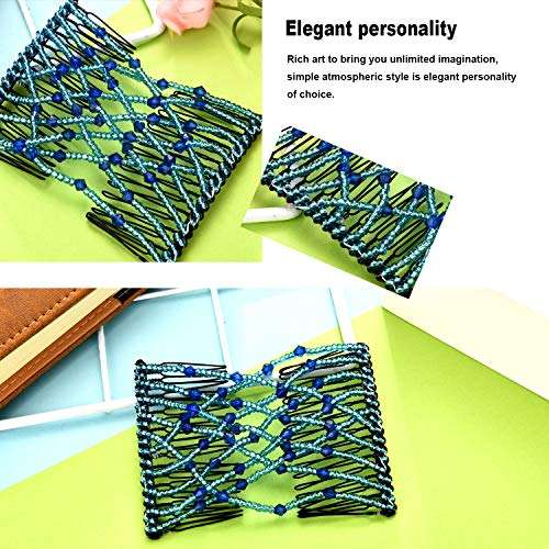 Boao 6 Pieces Beads Hair Combs Magic Elastic Hair Clips Stretchy Hair Comb Double Clips for Women...