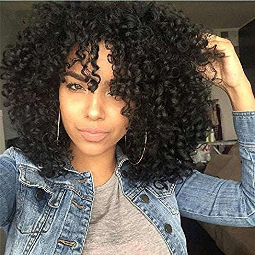 Curly Hair Wigs,Natural Hair Wigs For Black Women Short Full Wigs Female African Wigs Human Hair ...