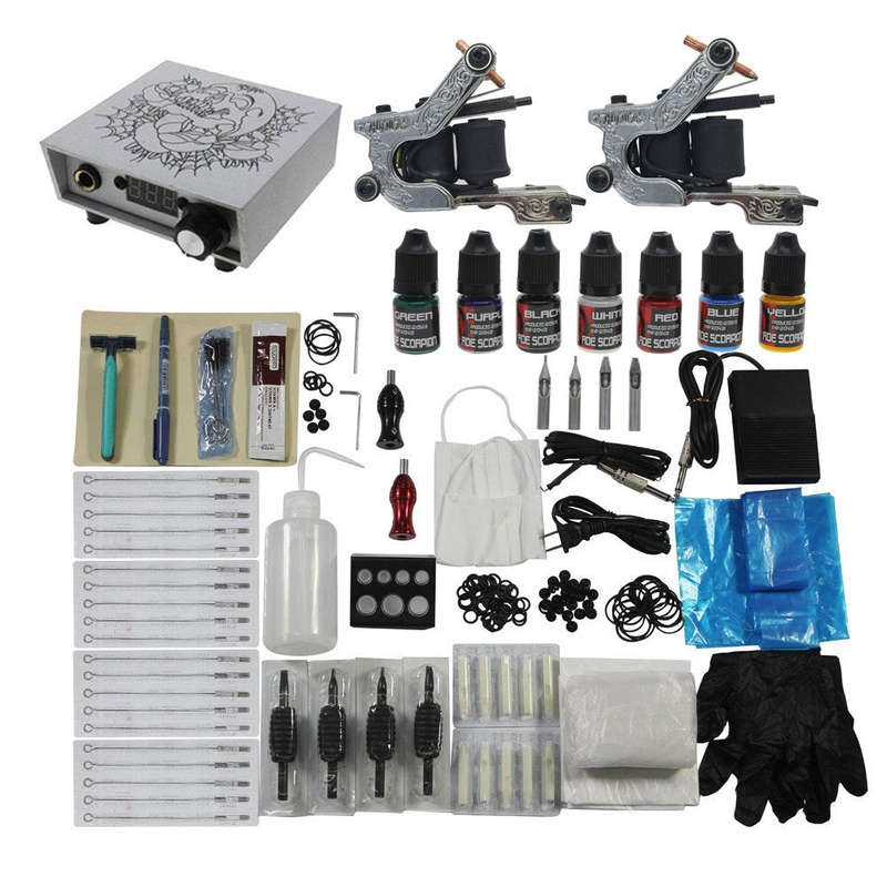Redscorpion Tattoo Complete Kit Set 2pcs Coil Tattoo Machine Gun for Starter Tattoo Kits Supply