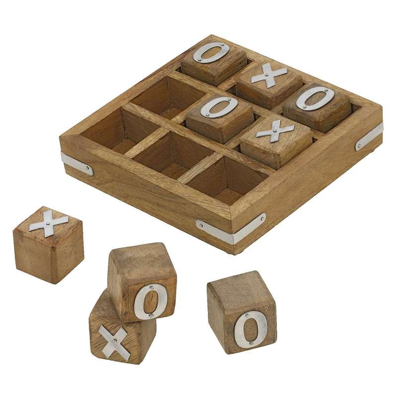 Indian Glance Tic Tac Toe Game Wooden Set for Kids Children - Travel Board Brain Teaser Game - Un...