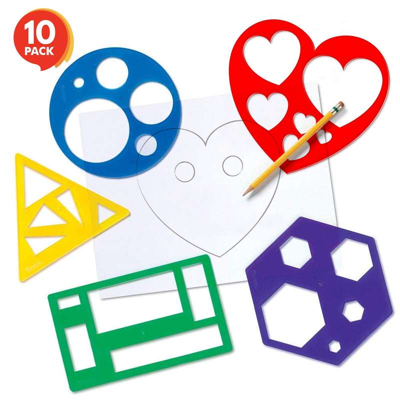 Karty Shape Stencil Set for Kids (10-Piece Set) | Colorful Drawing Template Kit | Fun Arts and Cr...