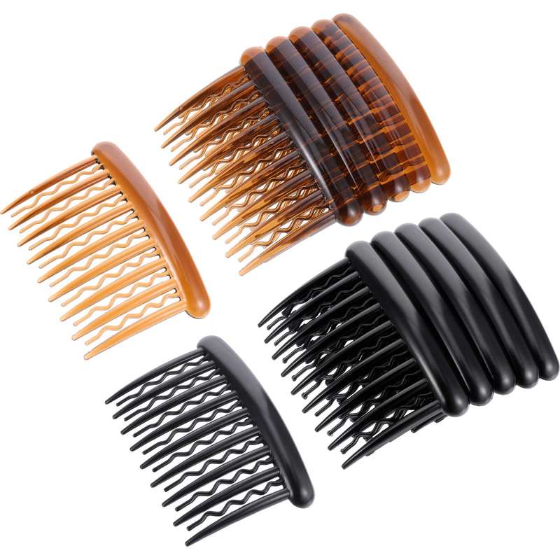 Gejoy 12 Pieces Plastic Teeth Hair Combs Tortoise Side Comb Hair Accessories for Fine Hair, Black...