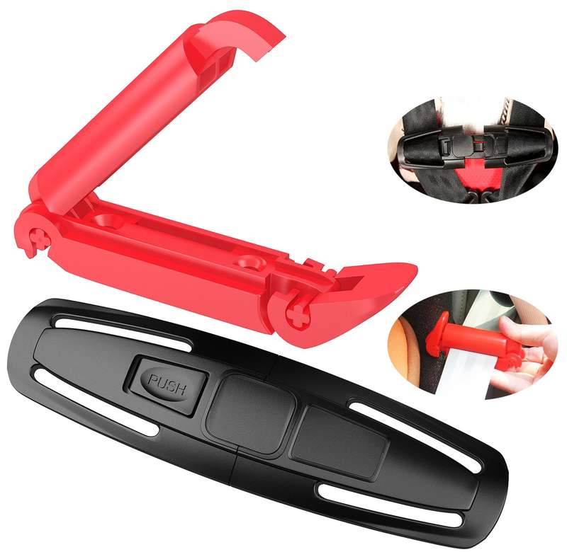 2 Pack Car Seat Chest Harness Clip and Car Seat Safety Belt Clip Buckle for Baby Safety