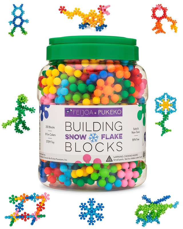 Snowflake Building Blocks Kids STEM Educational Toys - 250 Piece Mega Set of Plastic Interlocking...