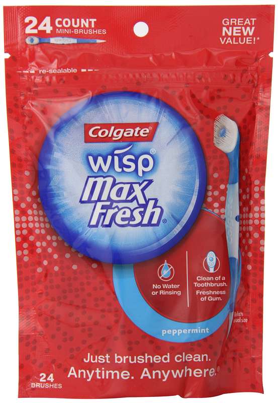Colgate Max Fresh Wisp Disposable Mini Toothbrush, Peppermint - 24 Count