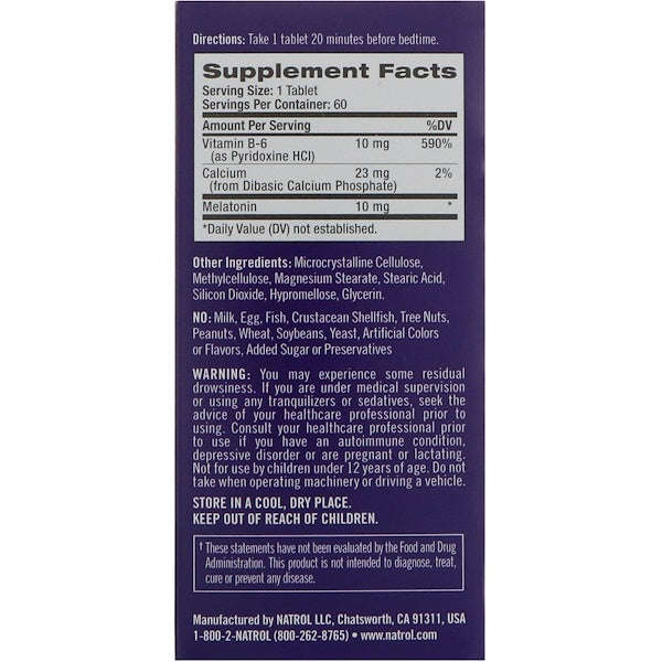 Natrol, Melatonin, Advanced Sleep, Time Release, 10 mg, 60 Tablets