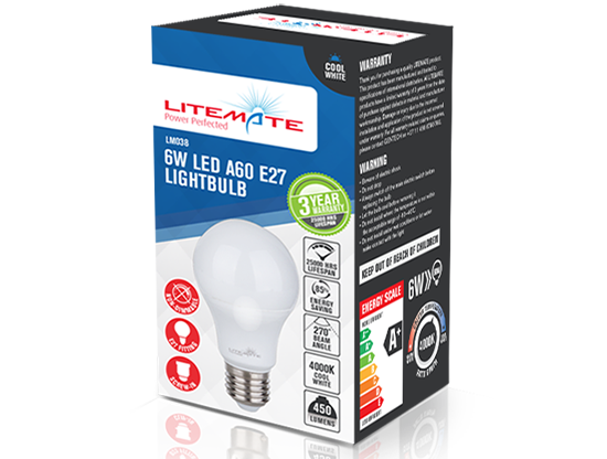 Litemate LED  230VAC Lamp - A60