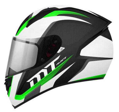MT Stinger Motorcycle Helmet - Black-White-Green / M