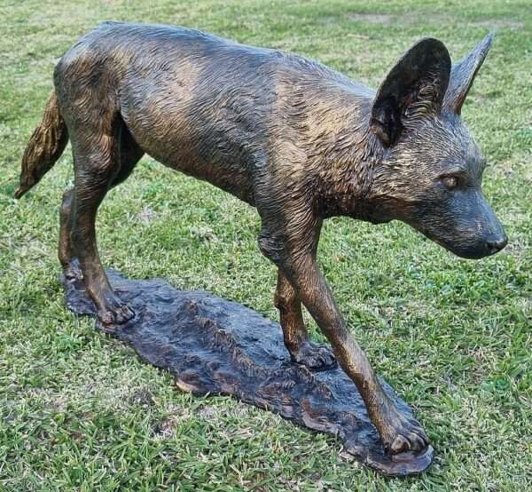 African Wild Dog Bronze Sculpture