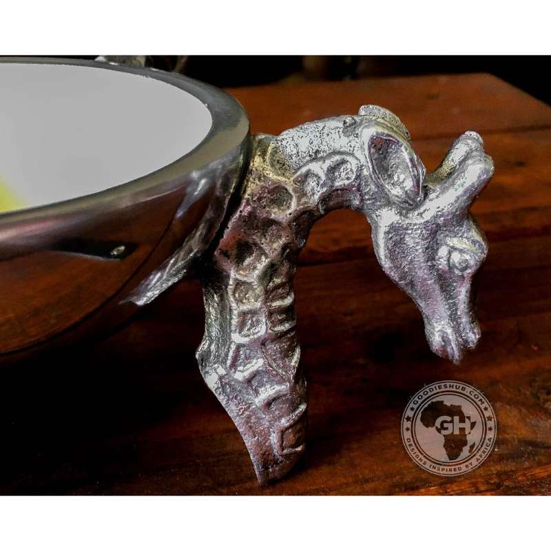 4 Giraffe Triple Bowl WHITE - Lamu Aluminium Baked Enamel Tableware