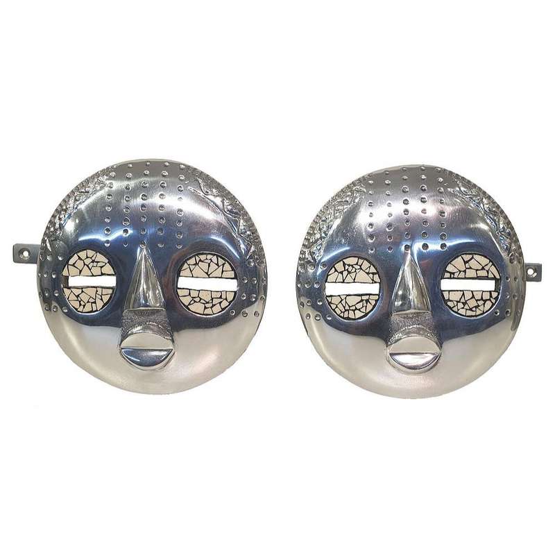 Baluba Mask Tie Backs (Pair) - Aluminium